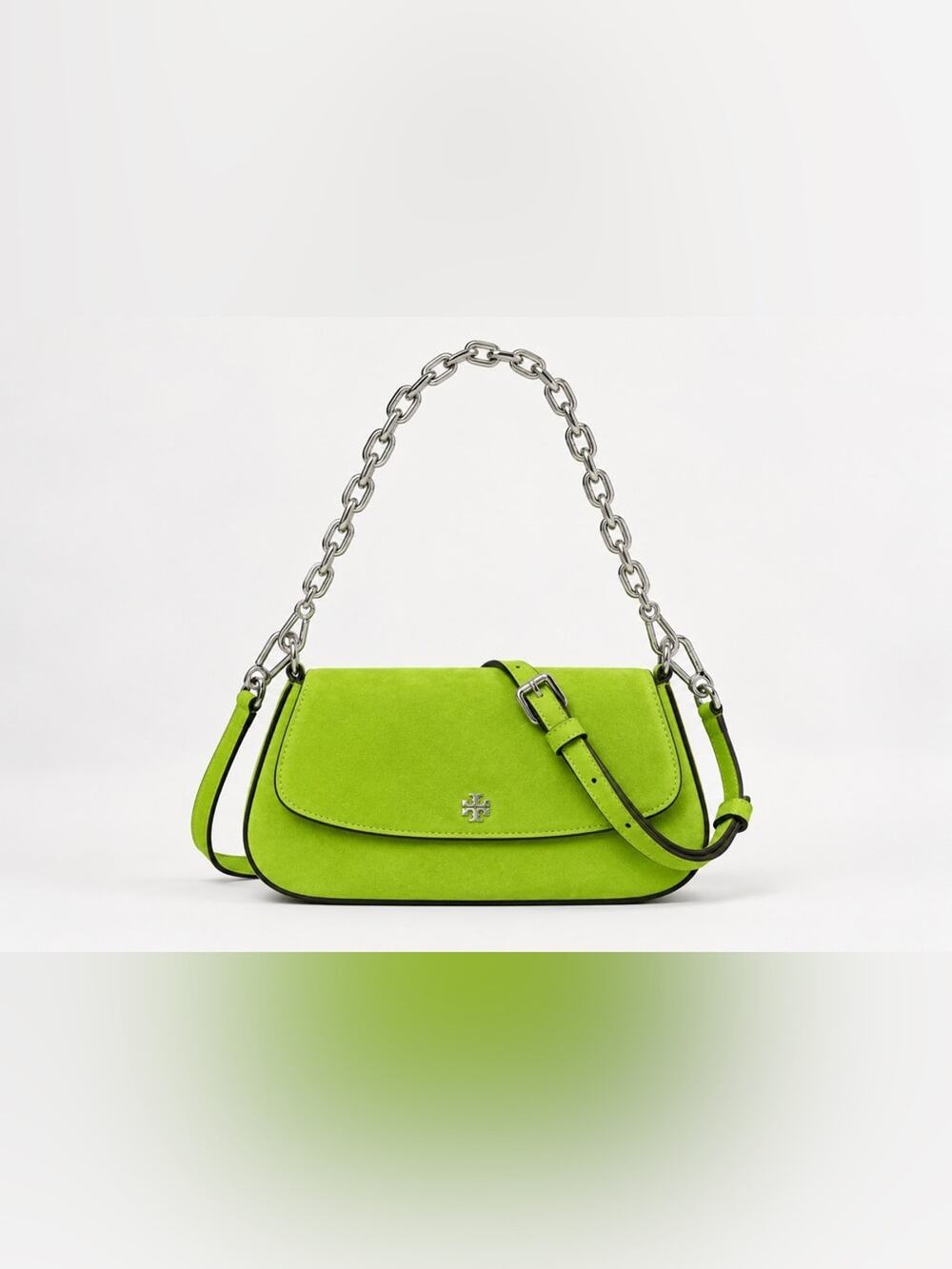 Tory Burch Lime Green Suede Shoulder Bag with Chain/strap